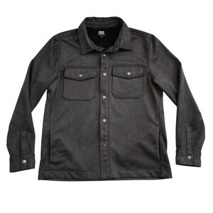 Frye Mens Medium Faux Suede‎ Shirt Jacket Western Snap Button Front Shacket Gray